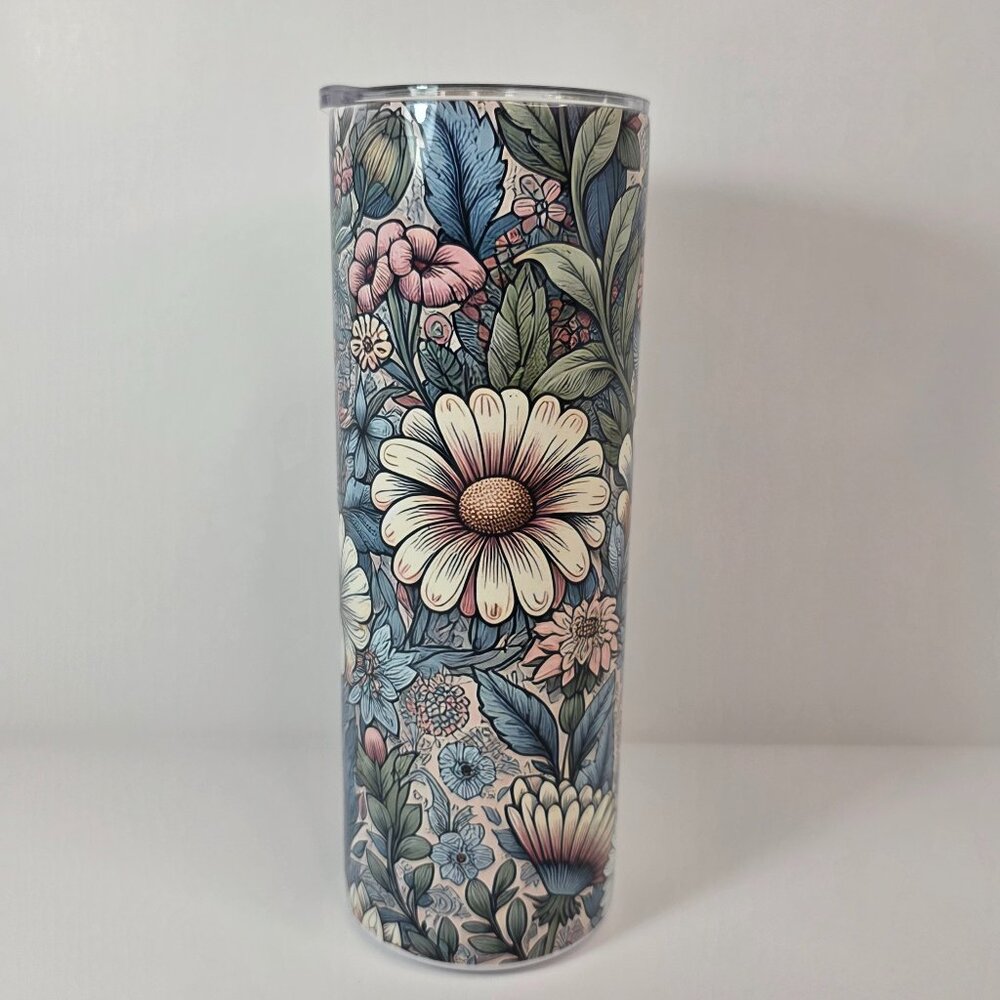 Cottagecore Wildflower Floral 20 oz Skinny Tumbler | Botanical Garden Drinkware - Picture 3 of 8